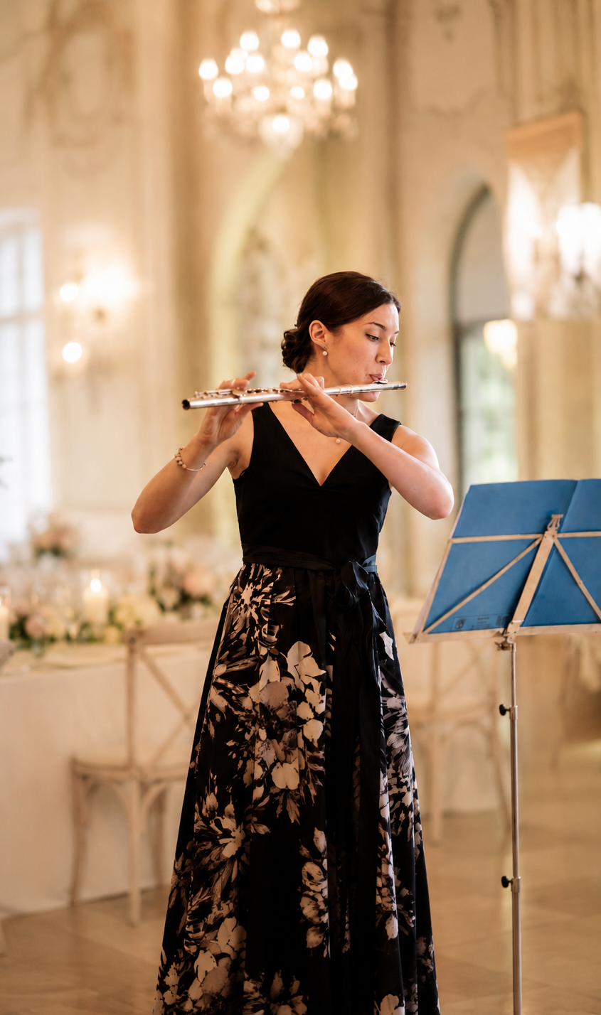 Veronika Blachuta spielt Querflöte bei einer Hochzeit