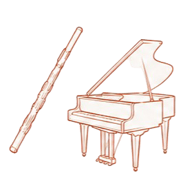 Illustration Flöte und Klavier